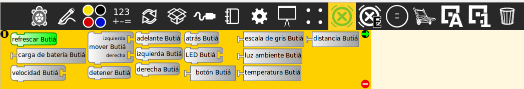 En ésta imagen puede verse la paleta cuando no hay robot conectado